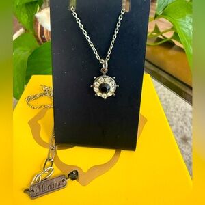 Halo Pendant necklace in "Nightfall" - Rhodium